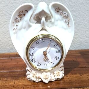 Avon Porcelain Praying Angel Clock For Table Top or Shelf